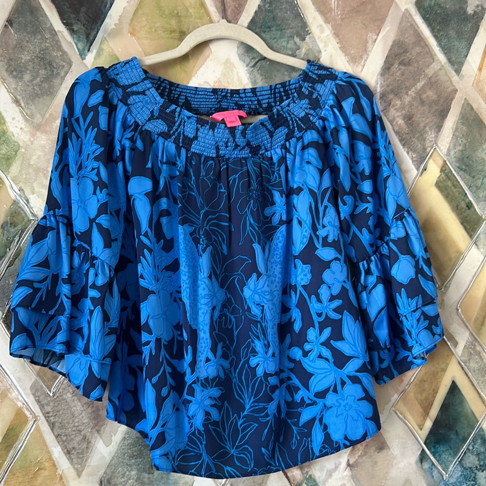 Lily Pulitzer Bell Sleeve Off the Shoulder Blouse